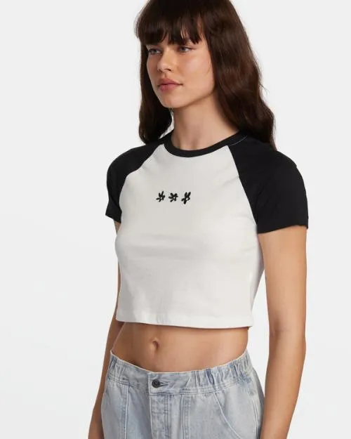 Rvca Daisy TShirt Vintage White Women Tees and Tanks
