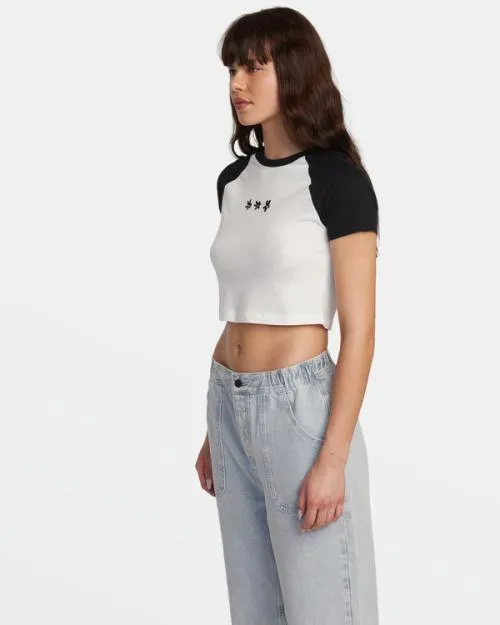 Rvca Daisy TShirt Vintage White Women Tees and Tanks