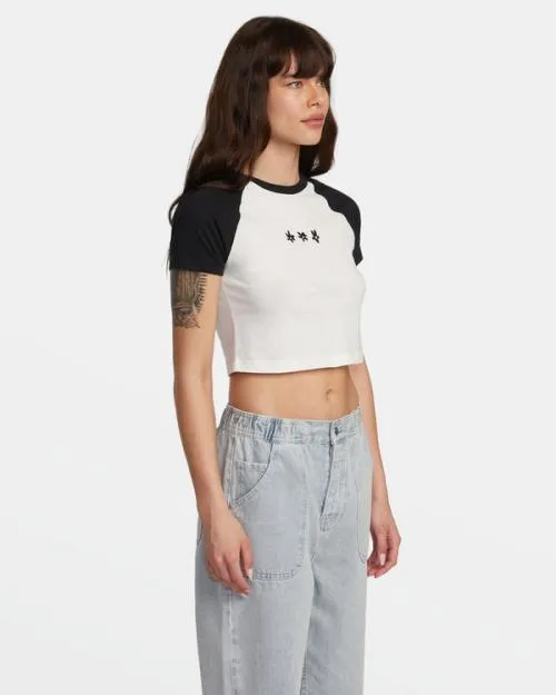 Rvca Daisy TShirt Vintage White Women Tees and Tanks