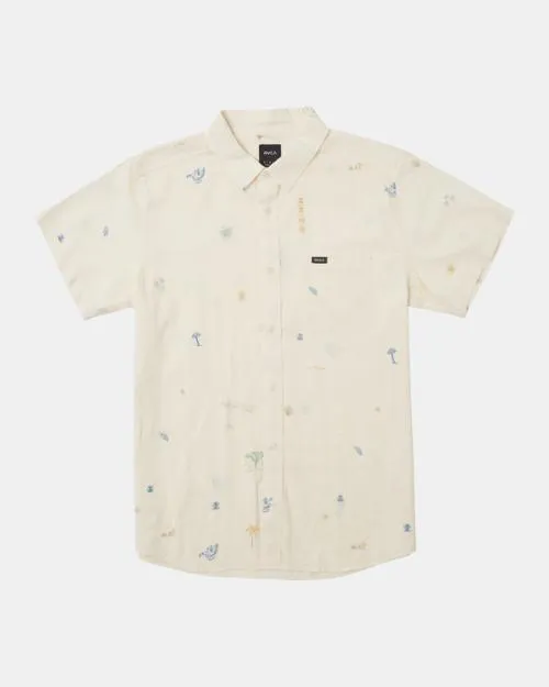 Rvca Desert Trip Short Sleeve Shirt Natural Men Shirts and Flannels