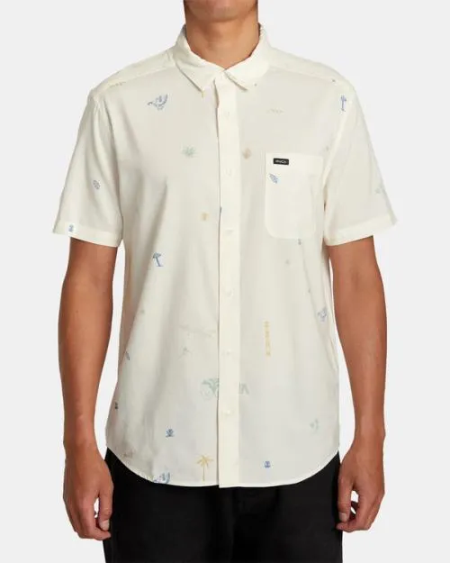 Rvca Desert Trip Short Sleeve Shirt Natural Men Shirts and Flannels