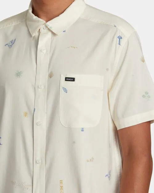 Rvca Desert Trip Short Sleeve Shirt Natural Men Shirts and Flannels