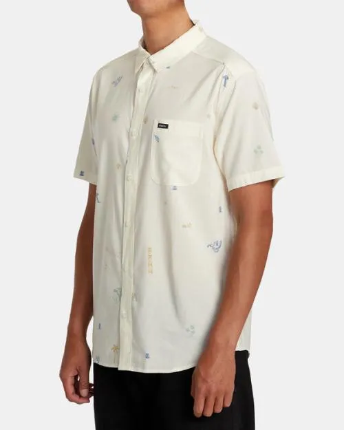 Rvca Desert Trip Short Sleeve Shirt Natural Men Shirts and Flannels