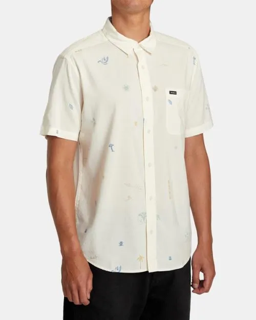 Rvca Desert Trip Short Sleeve Shirt Natural Men Shirts and Flannels