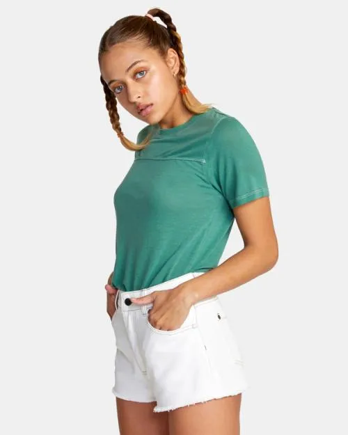 Rvca Elle Denim Shorts Natural Women Shorts and Skirts