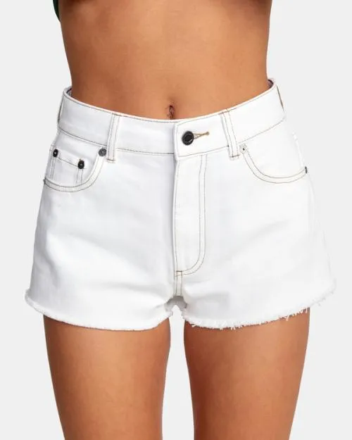 Rvca Elle Denim Shorts Natural Women Shorts and Skirts