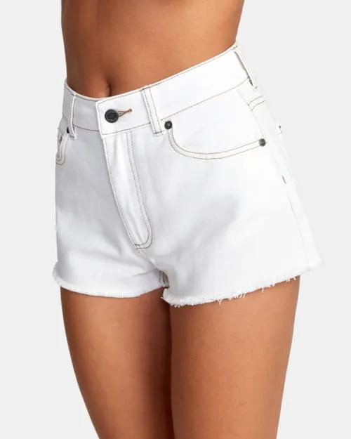 Rvca Elle Denim Shorts Natural Women Shorts and Skirts