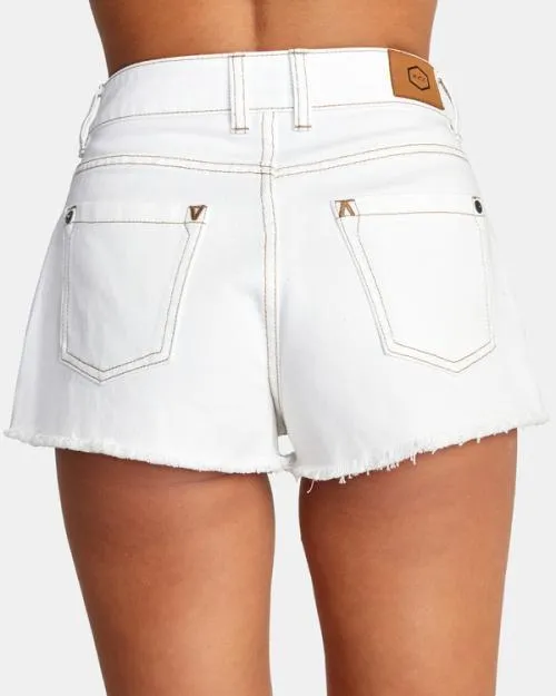 Rvca Elle Denim Shorts Natural Women Shorts and Skirts