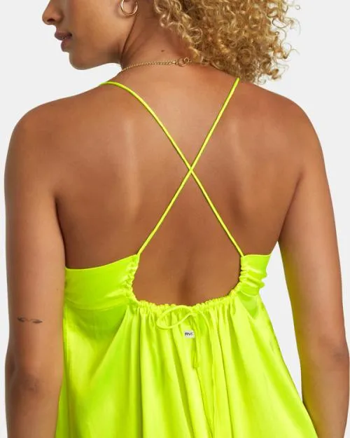 Rvca Faded Midi Dress Neon Yellow Women Dresses and Rompers