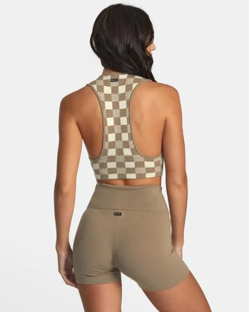 Rvca Fever Racerback Knitted Crop Top Dark Khaki Women Tops