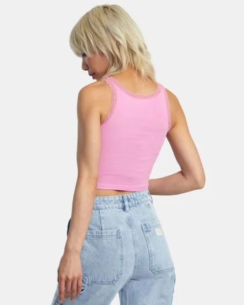Rvca Glitter Lace Tank Top Cyclamen Women Tees and Tanks