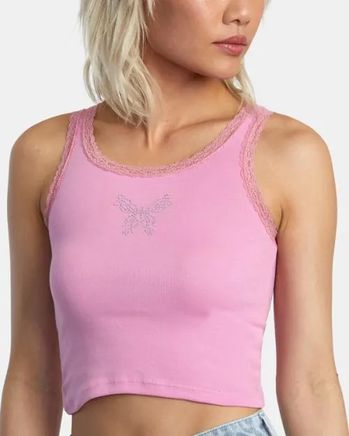 Rvca Glitter Lace Tank Top Cyclamen Women Tees and Tanks