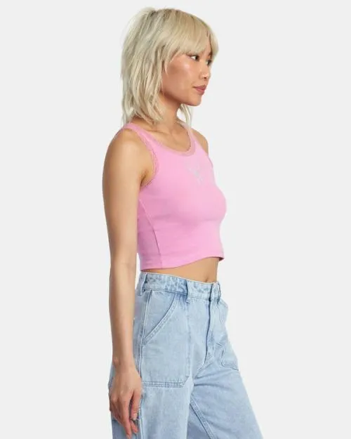 Rvca Glitter Lace Tank Top Cyclamen Women Tees and Tanks