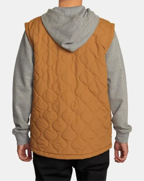 Rvca Grant Hooded Puffer Jacket Camel Men Jackets