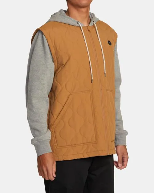 Rvca Grant Hooded Puffer Jacket Camel Men Jackets