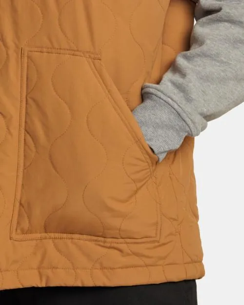 Rvca Grant Hooded Puffer Jacket Camel Men Jackets