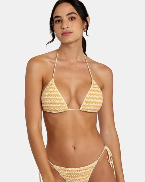 Rvca Greenpacha Flor Halter Triangle Bikini Top Multi Women Bikini Tops