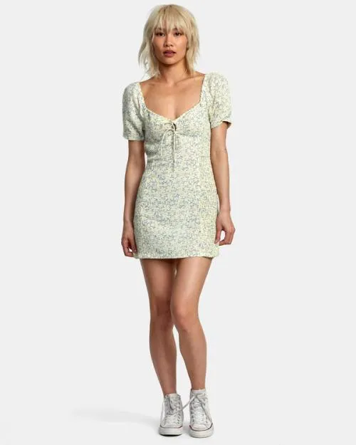 Rvca Gretel Linen Dress Lemon Women Dresses and Rompers