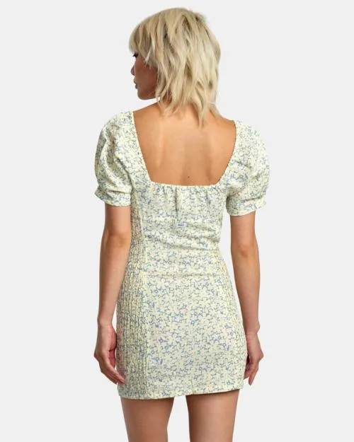 Rvca Gretel Linen Dress Lemon Women Dresses and Rompers