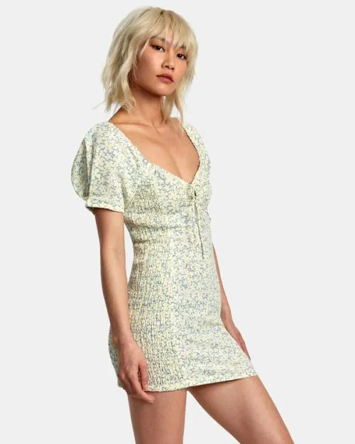 Rvca Gretel Linen Dress Lemon Women Dresses and Rompers