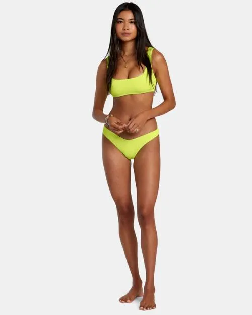 Rvca Grooves Texture Bralette Bikini Top Neon Yellow Women Bikini Tops