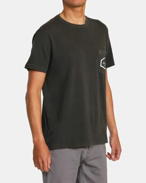 Rvca Hawaii Island Hex Pocket Tee Pirate Black Men Short Sleeves