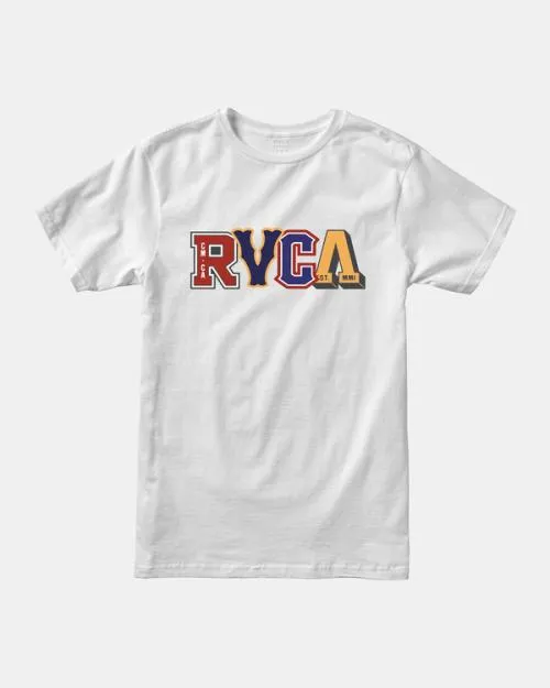 Rvca Letterman TShirt White Men Tees and Tanks