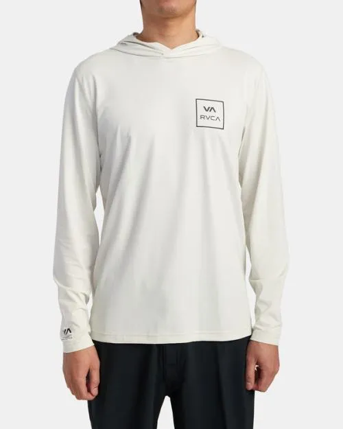 Rvca Long Sleeve Rashguard Hoodie Silver Bleach Surf Rashguards and Surf Tees