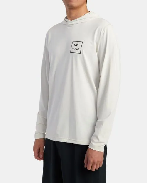 Rvca Long Sleeve Rashguard Hoodie Silver Bleach Surf Rashguards and Surf Tees