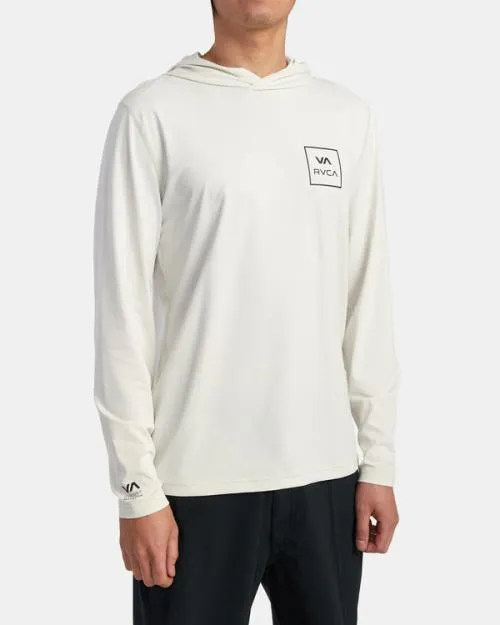 Rvca Long Sleeve Rashguard Hoodie Silver Bleach Surf Rashguards and Surf Tees