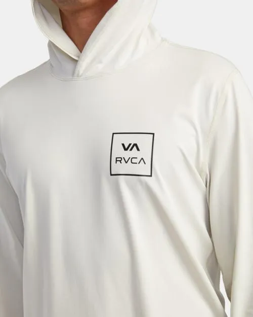 Rvca Long Sleeve Rashguard Hoodie Silver Bleach Surf Rashguards and Surf Tees