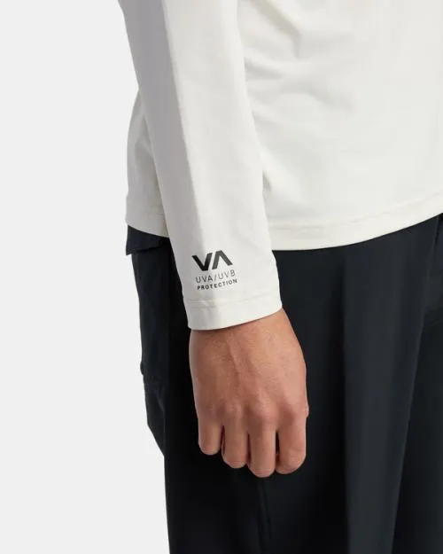 Rvca Long Sleeve Rashguard Hoodie Silver Bleach Surf Rashguards and Surf Tees