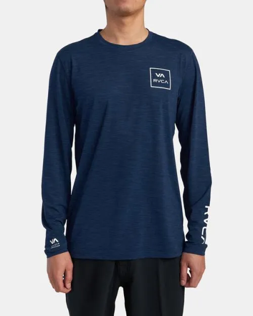 Rvca Long Sleeve Rashguard Navy Heather Surf Rashguards and Surf Tees