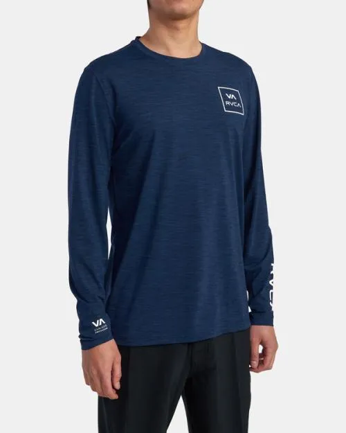 Rvca Long Sleeve Rashguard Navy Heather Surf Rashguards and Surf Tees