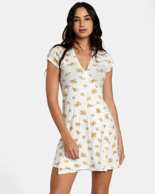 Rvca Maddy Pointelle Wrap Dress Whisper White Women Dresses and Rompers