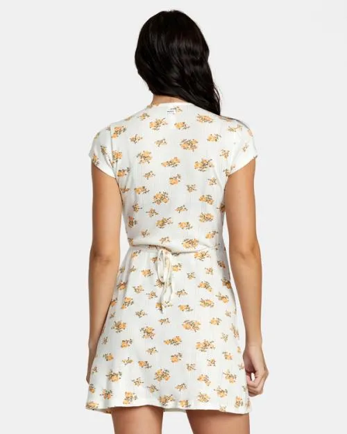 Rvca Maddy Pointelle Wrap Dress Whisper White Women Dresses and Rompers