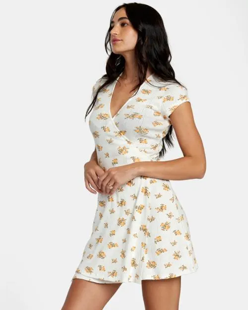 Rvca Maddy Pointelle Wrap Dress Whisper White Women Dresses and Rompers