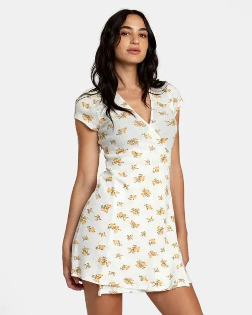 Rvca Maddy Pointelle Wrap Dress Whisper White Women Dresses and Rompers