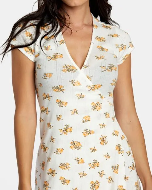 Rvca Maddy Pointelle Wrap Dress Whisper White Women Dresses and Rompers