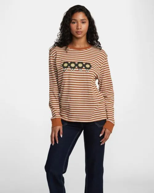 Rvca March Long Sleeve TShirt Latte Women Tees and Tanks