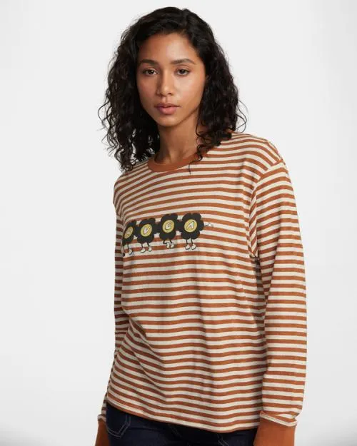 Rvca March Long Sleeve TShirt Latte Women Tees and Tanks