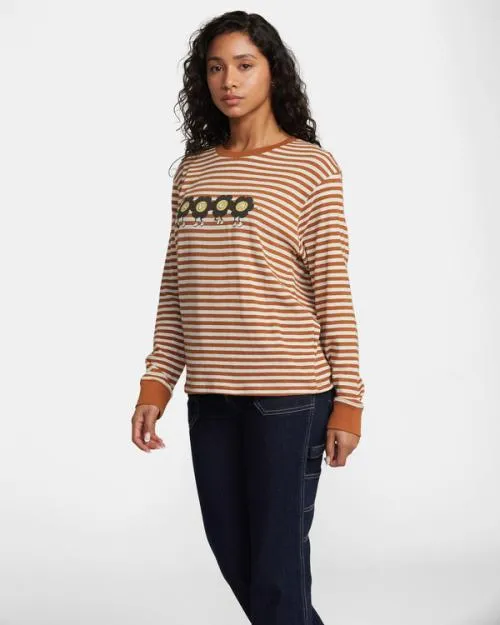 Rvca March Long Sleeve TShirt Latte Women Tees and Tanks