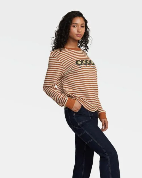 Rvca March Long Sleeve TShirt Latte Women Tees and Tanks