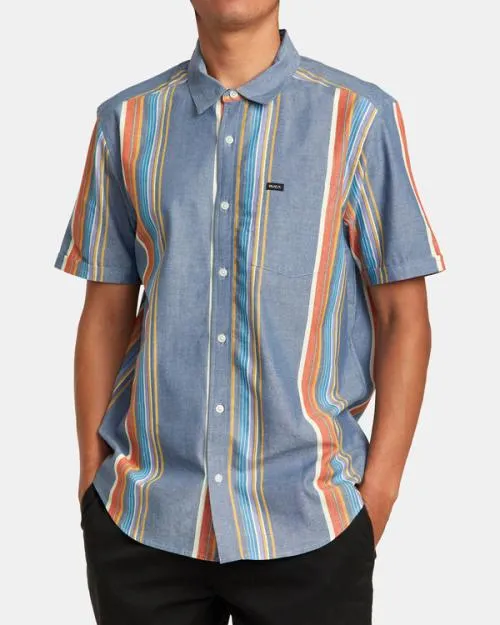 Rvca Mayday Stripe Short Sleeve Shirt Multi Men Shirts and Flannels