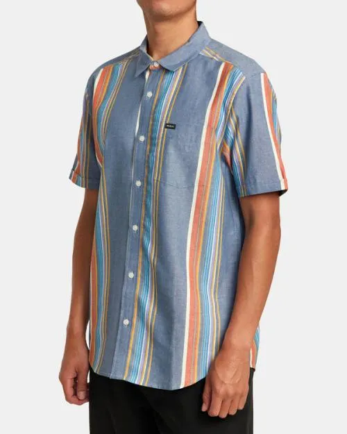 Rvca Mayday Stripe Short Sleeve Shirt Multi Men Shirts and Flannels