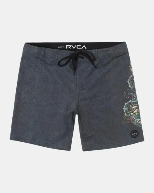 Rvca Neon Dragon Elastic Boardshorts 18034 Black Men Boardshorts