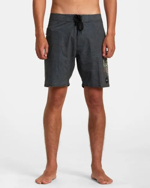 Rvca Neon Dragon Elastic Boardshorts 18034 Black Men Boardshorts