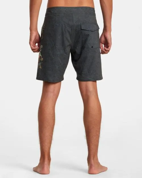 Rvca Neon Dragon Elastic Boardshorts 18034 Black Men Boardshorts
