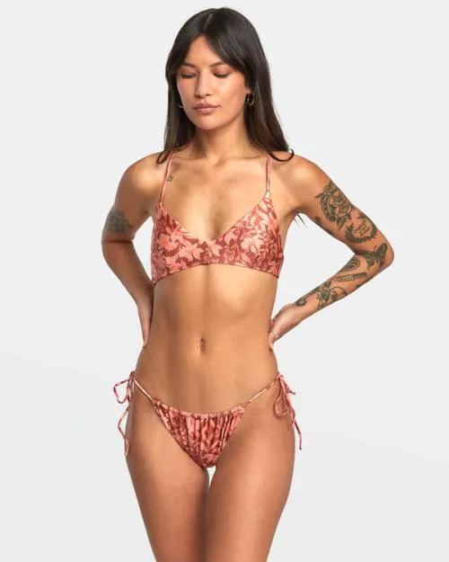 Rvca Oasis Tie Skimpy Bikini Bottoms Sandlewood Women Bikini Bottoms