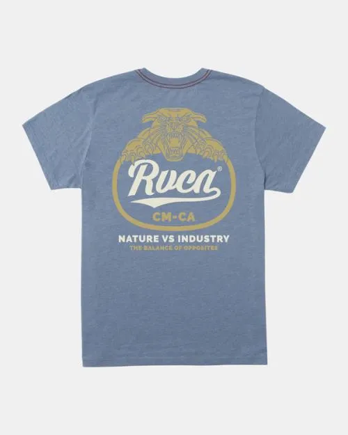 Rvca Pantero TShirt Industrial Blue Men Short Sleeves